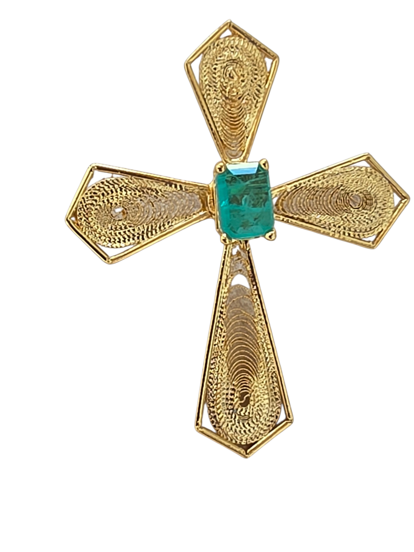 EMERALD LAB CROSS CHARM