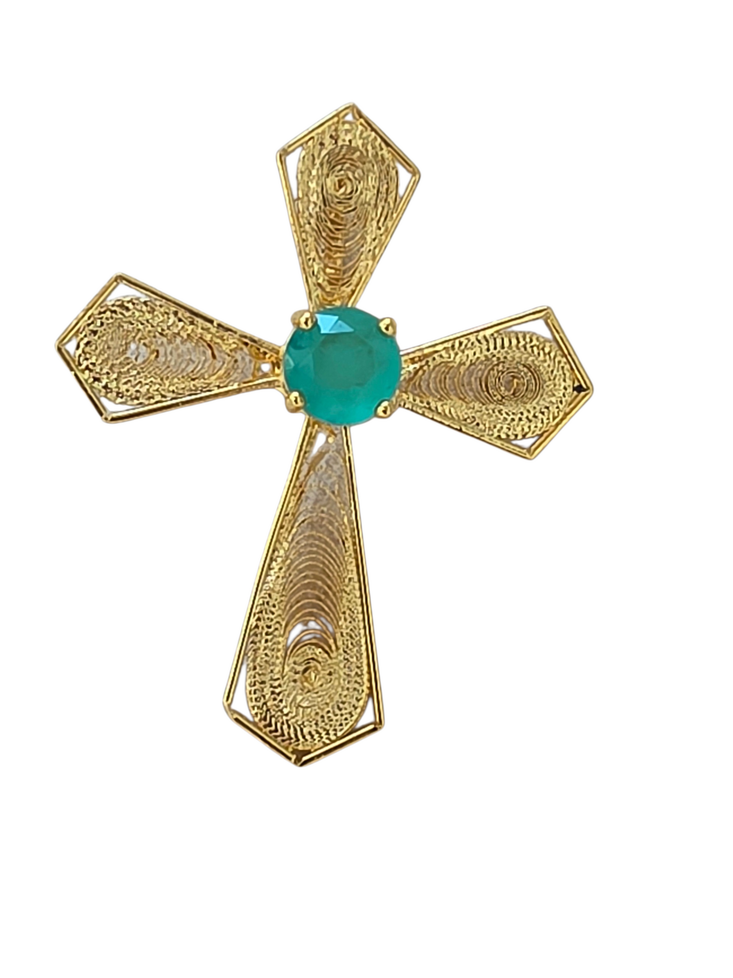 EMERALD LAB CROSS CHARM