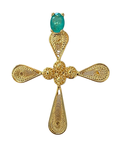 EMERALD LAB CROSS CHARM