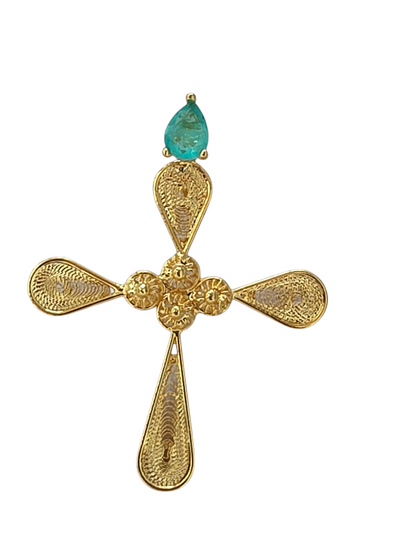 EMERALD LAB CROSS CHARM