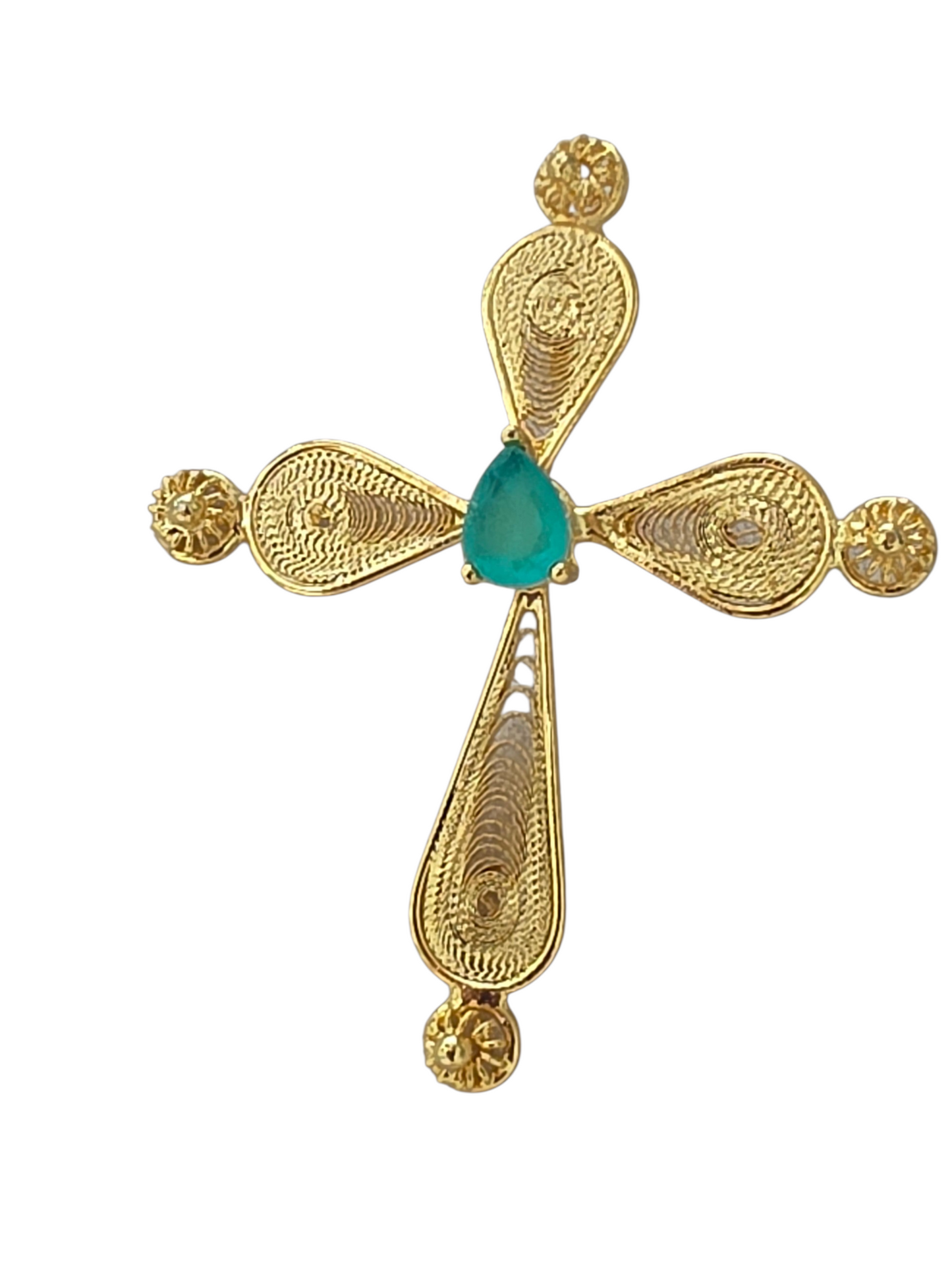 EMERALD LAB CROSS CHARM