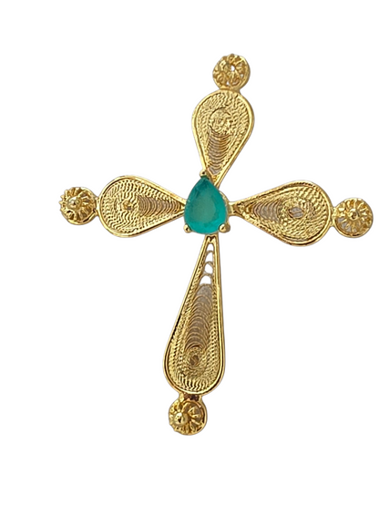 EMERALD LAB CROSS CHARM