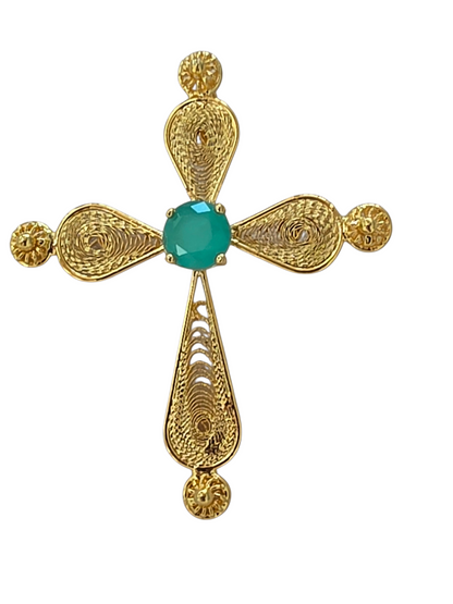 EMERALD LAB CROSS CHARM